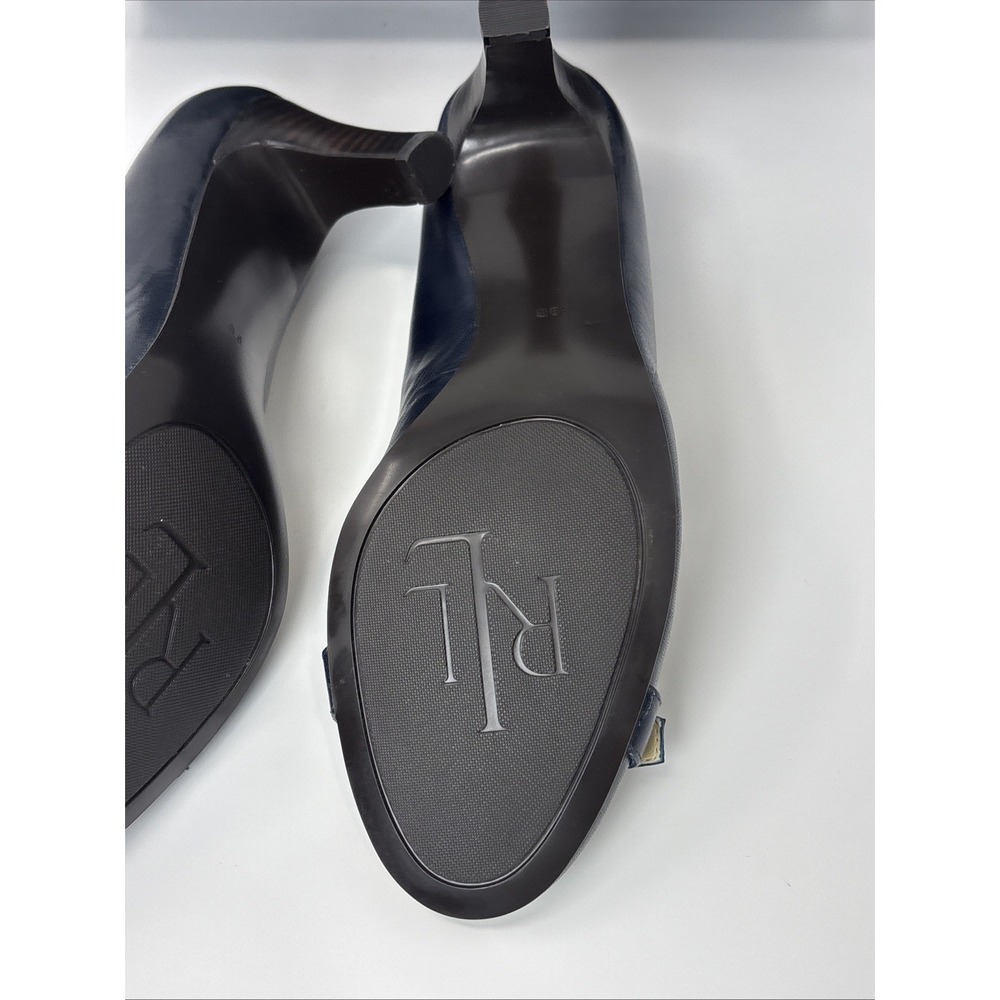 LAUREN Ralph Lauren Saffron Leather Classic Pumps, Blue, Mid-Block Heel Size 9B - Picture 10 of 16